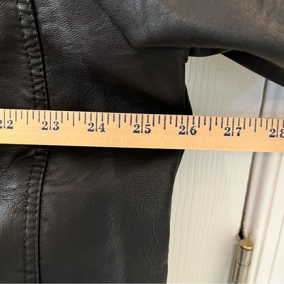 Cozy Dockers Bomber Jacket Faux Leather Brown Quilted Lining Size L - Picture 7 of 12